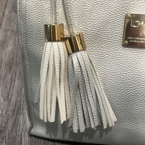 Bebe Natalie Satchel Purse silver and golds accents. - Picture 4 of 11